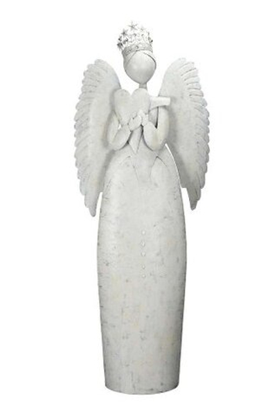 Декор "Ангел с сердцем" белый антик гигант 76x30xH203см