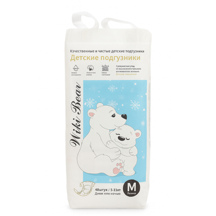 Подгузники Wiki Bear M 5-11 кг 48 шт