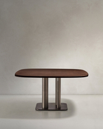 Стол Melvar из орехового шпона с основанием из матовой нержавеющей стали, 121 x 121