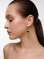 Моносерьга "Cross" Soul" с черным цирконием Gold