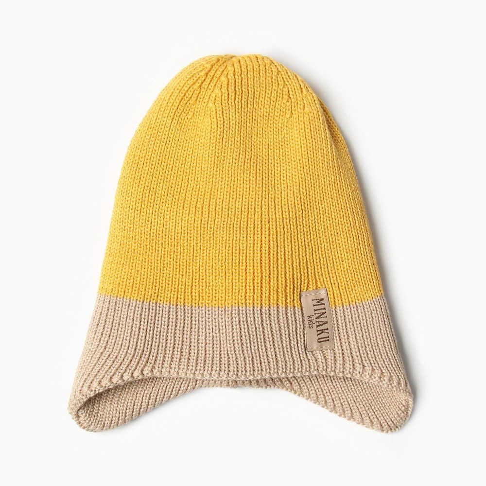 Шапка детская р. 42-44, цвет горчичный/бежевый 9762062 (MINAKU) Шапка детская р. 42-44, цвет горчичный/бежевый 9762062 (MINAKU)