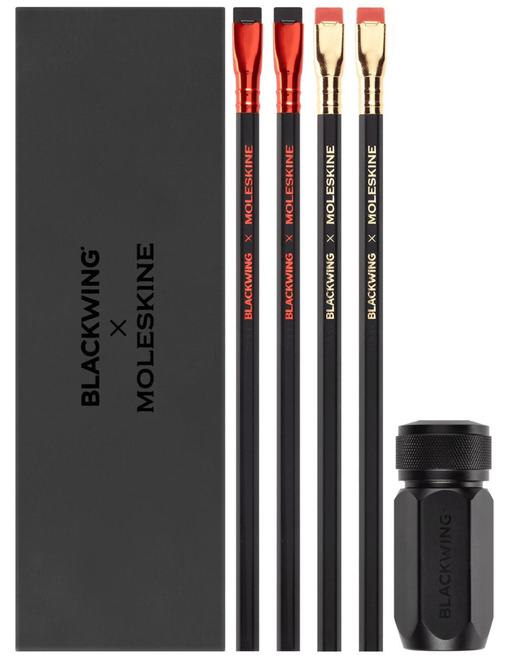 Набор из 4 карандашей и точилки Blackwing x Moleskine (EWBKWKIT1) в черной подарочной коробке