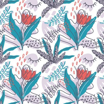 Абстрактный паттерн с тропическими растениями