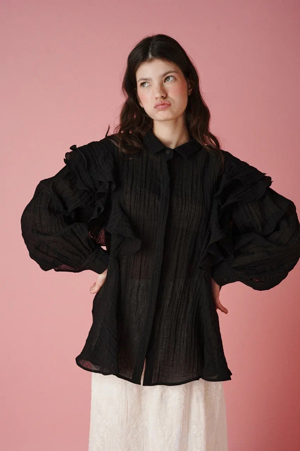 Блузка с воланами и длинным рукавом, "Карнавальная ночь"