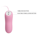 Нежно-розовые зажимы на соски с вибрацией и электростимуляцией Baile Romantic Wave BI-014648