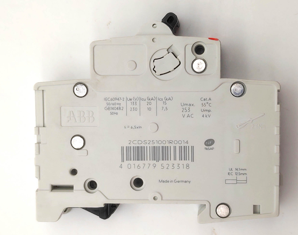 Автоматический выключатель ABB S201 C1, 1A 6кА 1п C 2CDS251001R0014