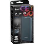 Аккумулятор внешний DEFENDER EXTRALIFE 10000F, 10000 mAh, 2 USB, Li-pol, синий, 83663