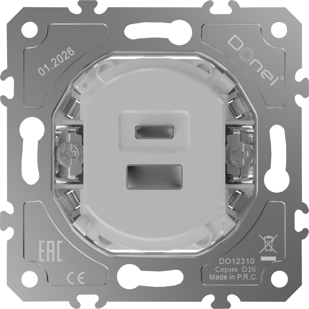 USB зарядное устройство 12 Вт тип A+С,  серия D16