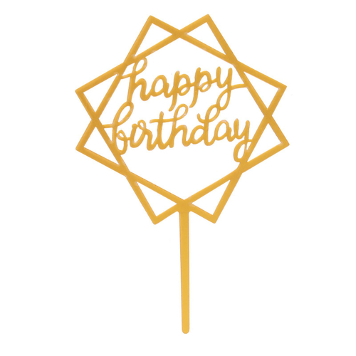 Топпер Happy Birthday в квадрате, розовое золото