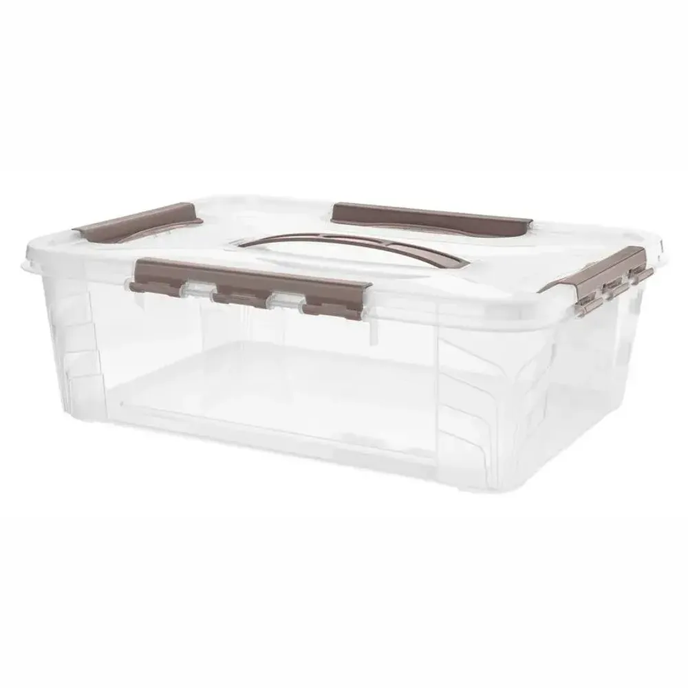 ЯЩИК ДЛЯ ХРАНЕНИЯ УНИВЕРСАЛЬНЫЙ С ЗАМКАМИ И РУЧКОЙ GRAND BOX, 390х124ММ, 10Л (Коричн
