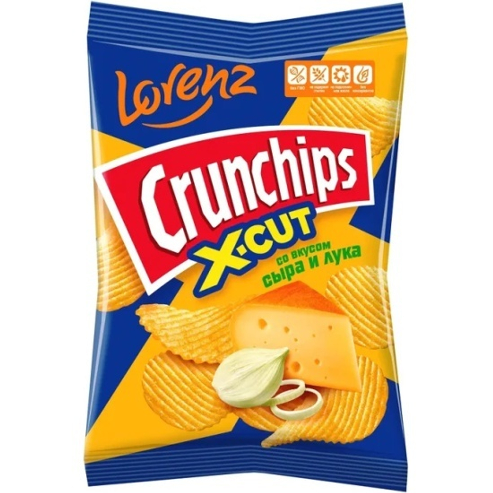 Чипсы Crunсhips X-Cut cо вкусом сыра и лука 70 г