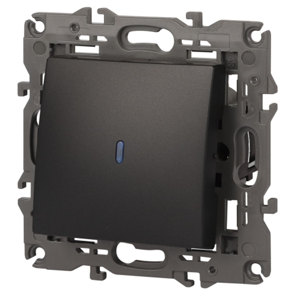 14-1102-05 ЭРА Выключатель с подсветкой, 10АХ-250В, IP20, Эра Elegance, антрацит