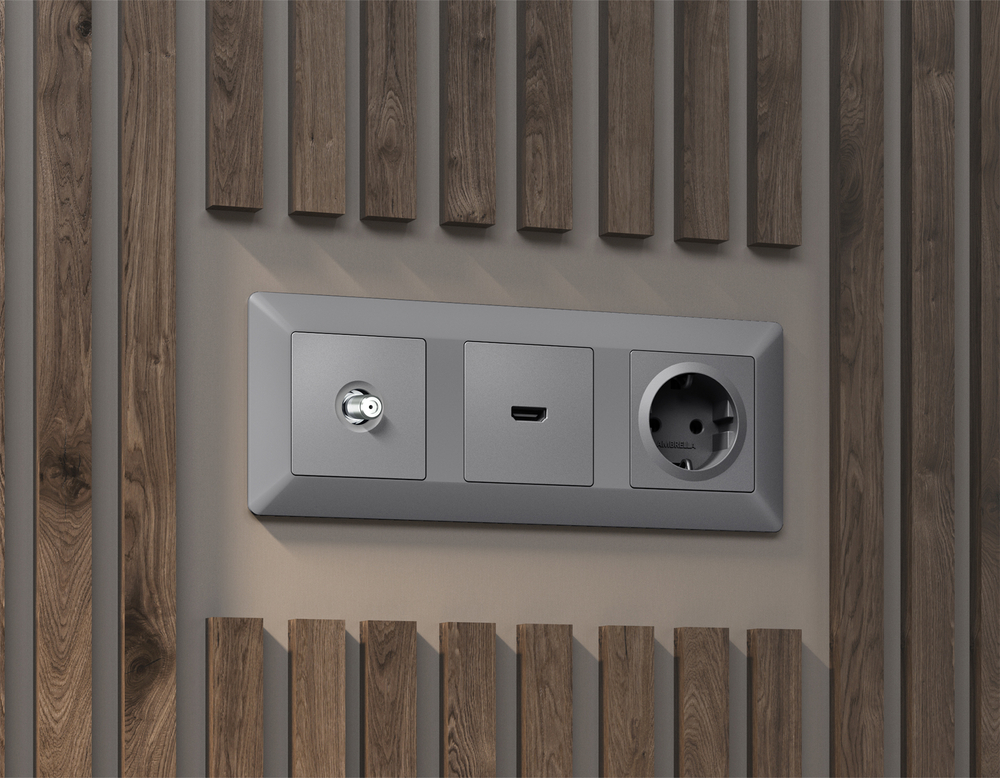 MA513050 Комплект механизма TV розетки SAT 5-2400MHz 3.5dB ALFA Сталь матовый QUANT (AP5130, VM215)