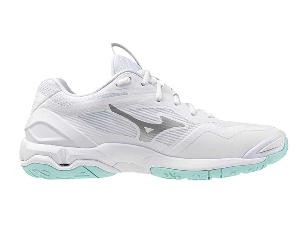 Женские кроссовки для бадминтона/сквоша Mizuno Wave Stealth 6 - white/blue tint