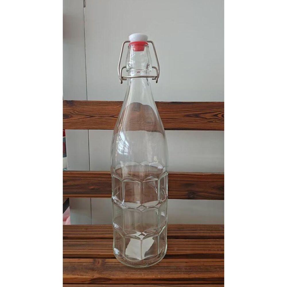 Бутылка 1 л стекло с крышкой прозрачная d 9 см h32 см бугельный замок P.L.