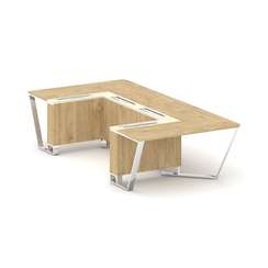 Steel Meet Стол переговорный П-образный MM-PR.B.SP-07P Тиквуд Светлый/Ваниль Глянец/Нержавеющая Стал