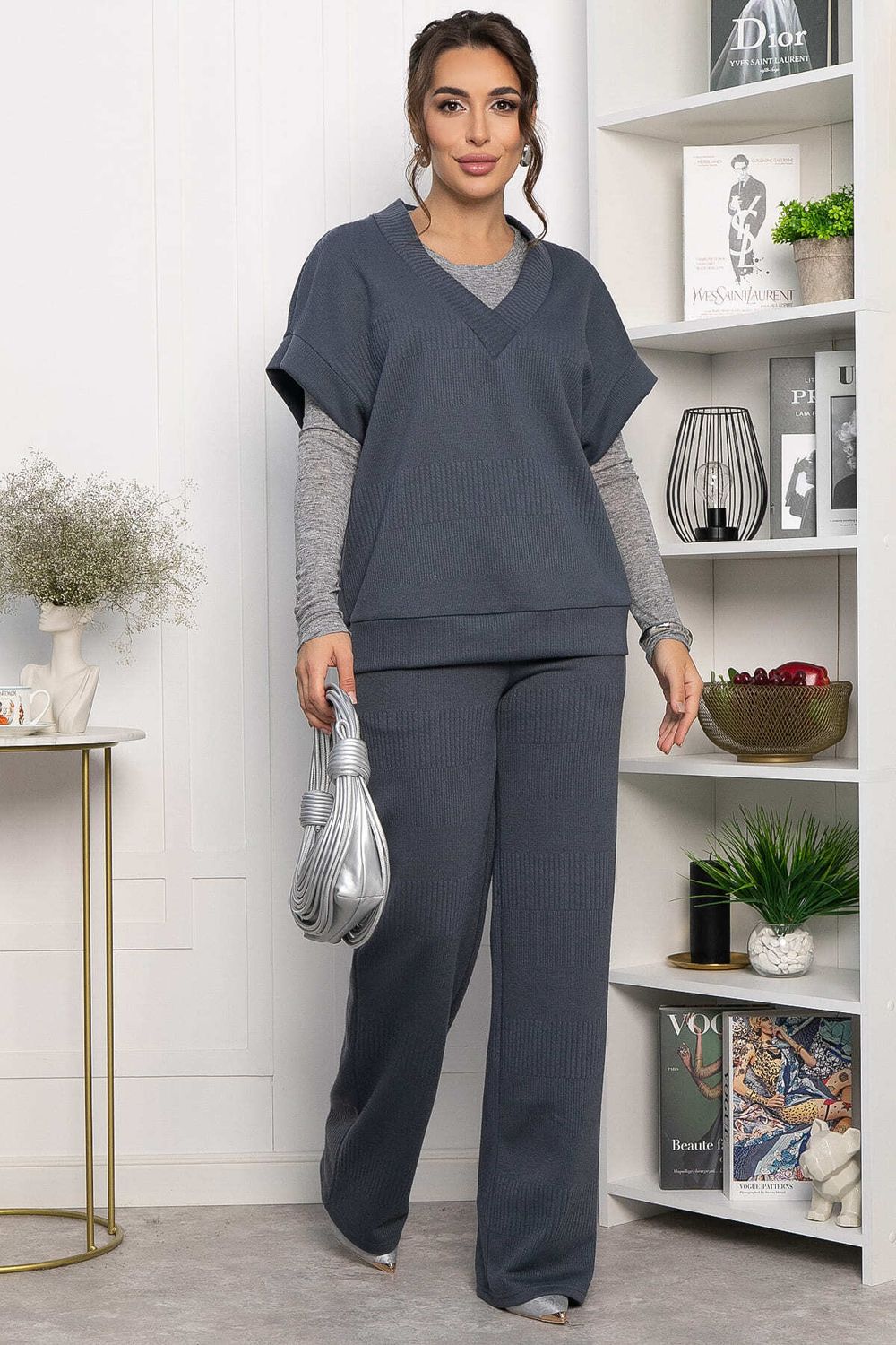 Костюм трикотажный Уютный шарм (серо-синий) К14251-5М LT Collection