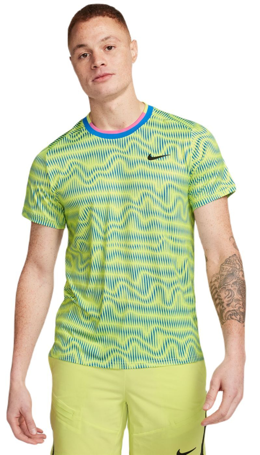 Мужская теннисная футболка Nike Court Advantage Tennis Top - light lemon twist/light photo blue/black