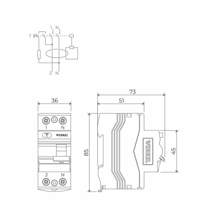 Устройство защитного отключения Werkel 1P+N 63A 30mА АС 6kА W912P636 4690389193125
