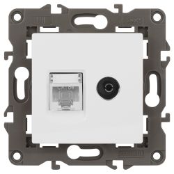 Розетка ЭРА Elegance 14-3110-01М RJ45+TV, белый матовый