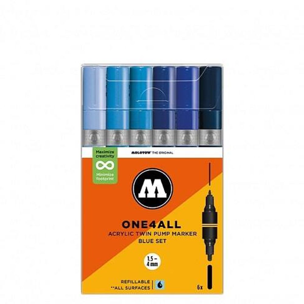 Набор Маркеров MOLOTOW ONE4ALL ACRYLIC TWIN BLUE-SET