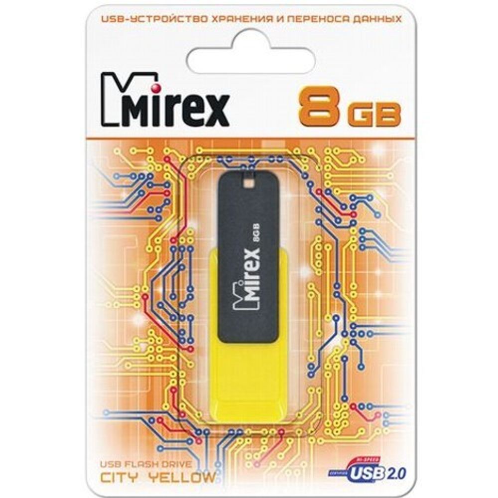 USB карта памяти 8ГБ Mirex City Yellow (13600-FMUCYL08)