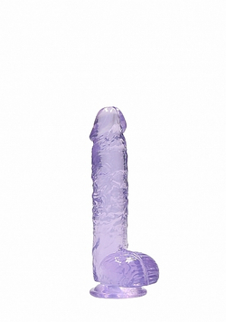 Прозрачный фиолетовый фаллоимитатор RealRock - 12,5 см