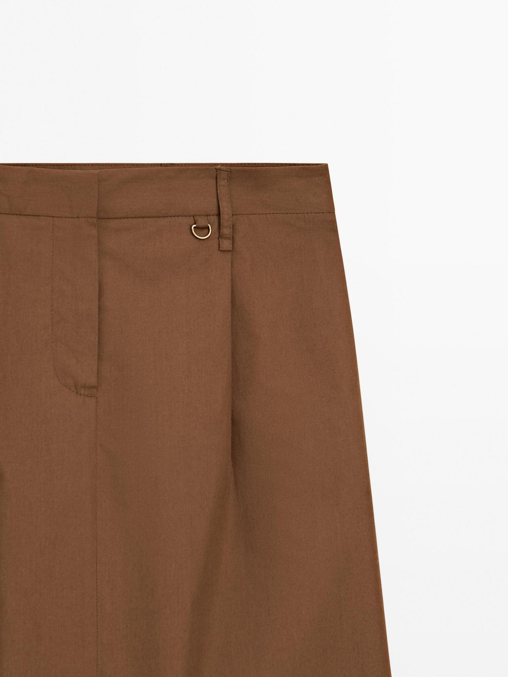 Massimo Dutti Юбка миди с поясом, коричневый