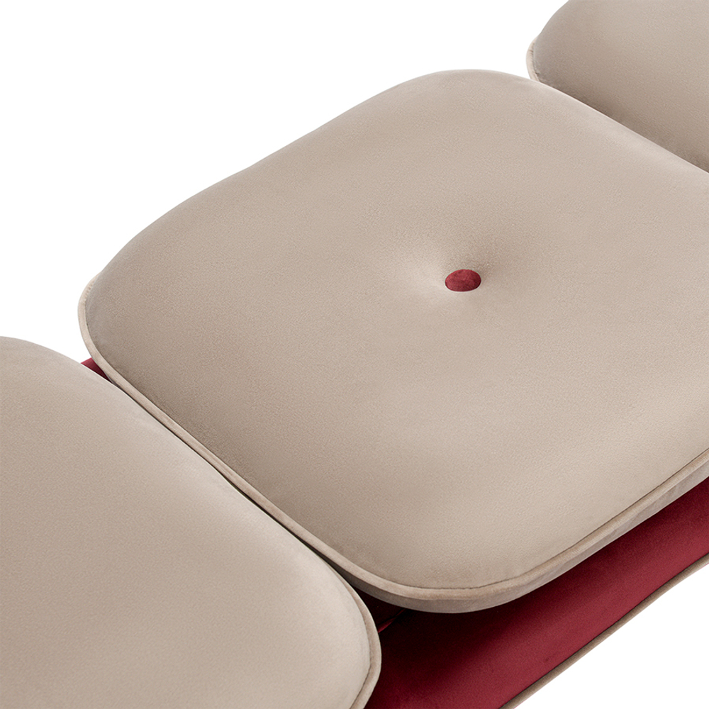 Банкетка Bergenson Bjorn Pea, велюр, бежевая/бордовая