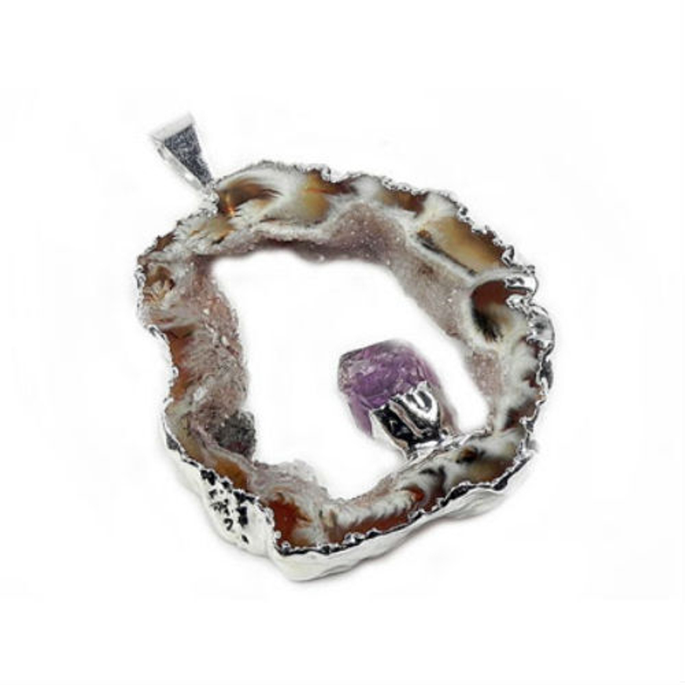 Кулон "Грот" агат с аметистом асс.