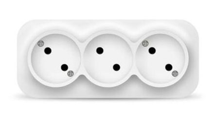 Розетка трехместная серия "IONICH", б/з, о/у, 16А, 220В, белая (еврослот) (HU1923)