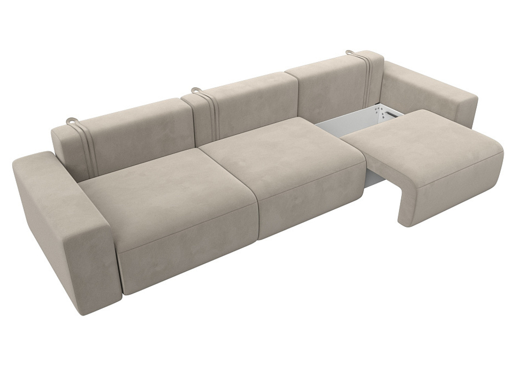 Диван прямой Лига-036 НПБ Классик Лонг МИКРОВЕЛЬВЕТ Бежевый