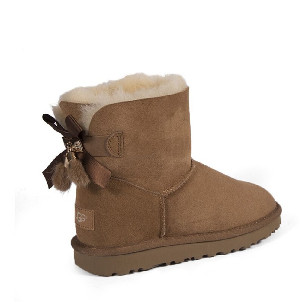 Угги Mini Bailey Bow Fur Brush Boot Chestnut
