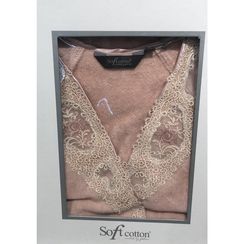 DESTAN  ДЕСТАН  розовый махровый женский халат Soft Cotton (Турция)