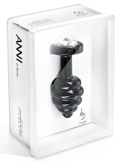 Чёрный ребристый анальный плаг с прозрачным кристаллом ANNI Ano black T1 - 6 см. (Цвет: черный)