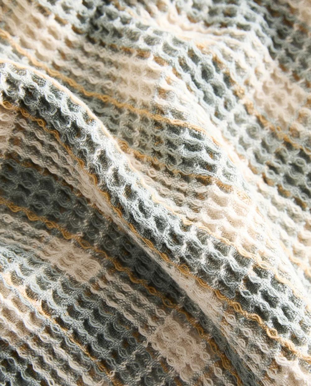 Zara Home - Плед в клетку с вафельной текстурой, синий, 140x190 см