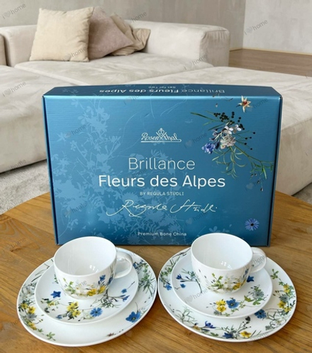 Набор чайный на 2 персоны 6 предметов с низкими чашками Rosenthal Fleurs des Alpes