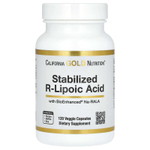 California Gold Nutrition, стабилизированная R-липоевая кислота с Na-RALA Bio-Enhanced® и биотином, 120 растительных капсул