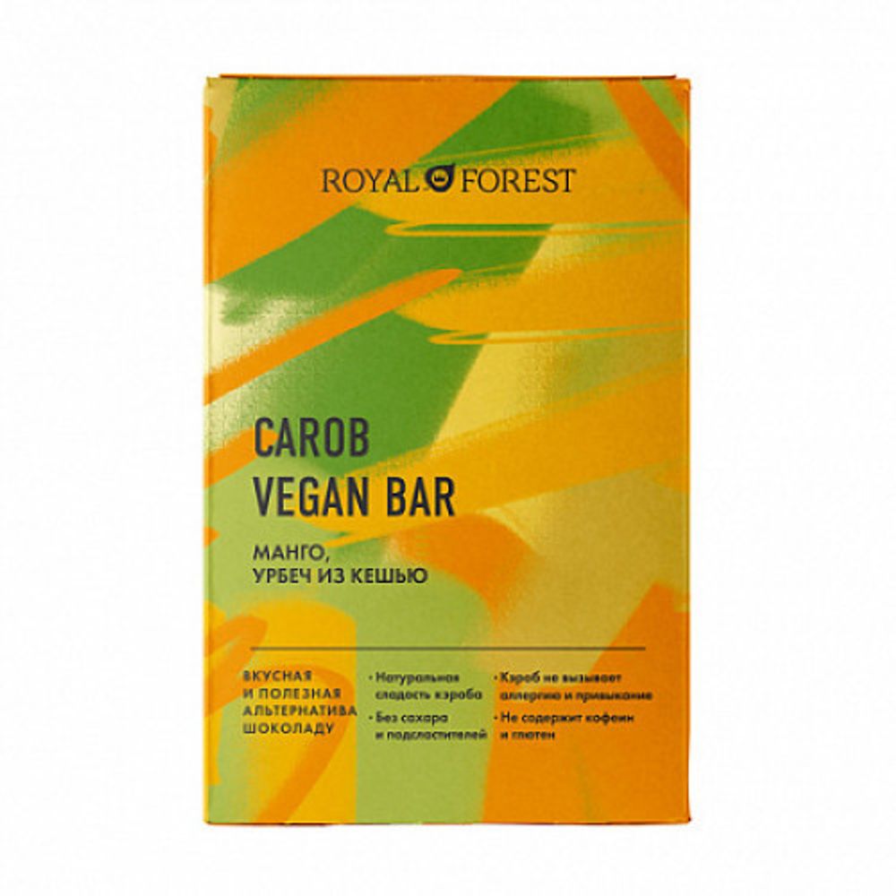Шоколад ROYAL FOREST Carob Vegan Bar Манго, урбеч из кешью 50 г