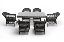 "Амароне" обеденная группа из искусственного ротанга на 6 персон, цвет графит