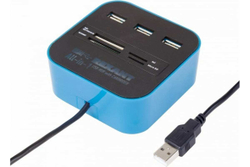 Разветвитель USB на 3 порта + картридер "Все в одном" черный REXANT 18-4121