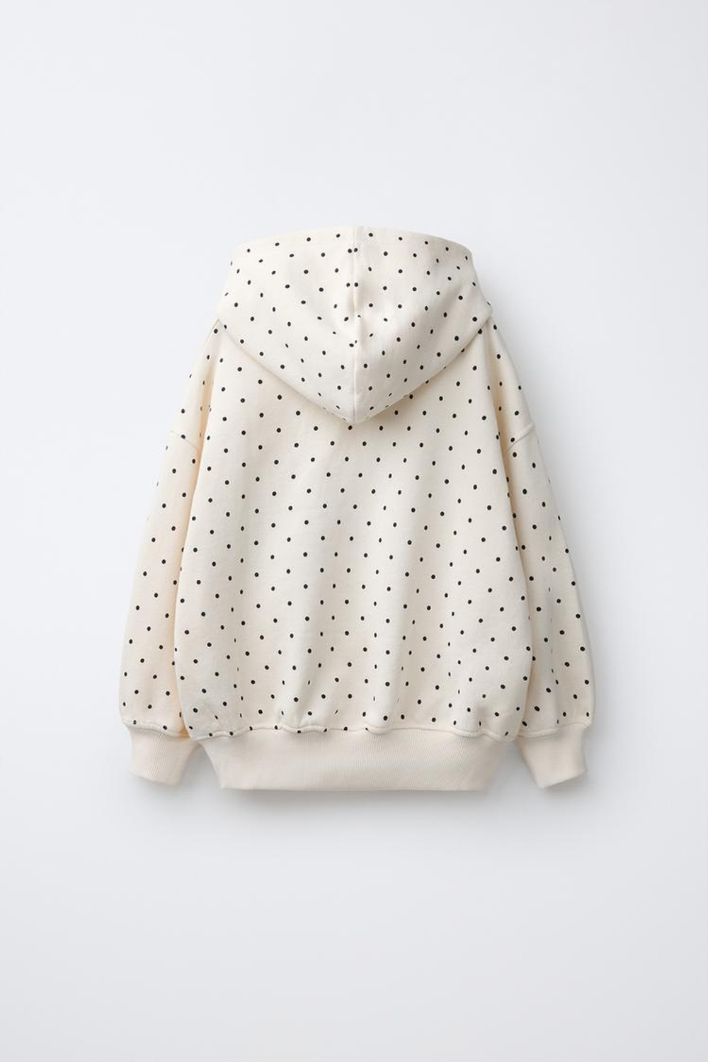 ZARA ХУДИ В ГОРОШЕК С НАДПИСЬЮ, ЭКРЮ