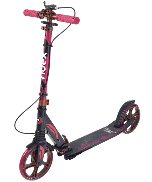 Самокат городской RIDEX Expose 200 мм, колодочный тормоз, бордовый/черный