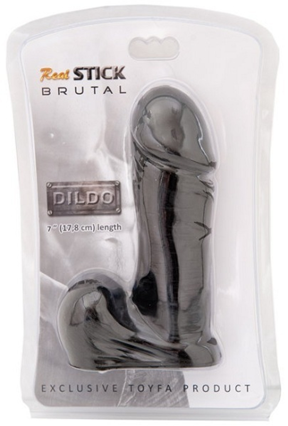 Чёрный фаллоимитатор с мошонкой, 17,8 см