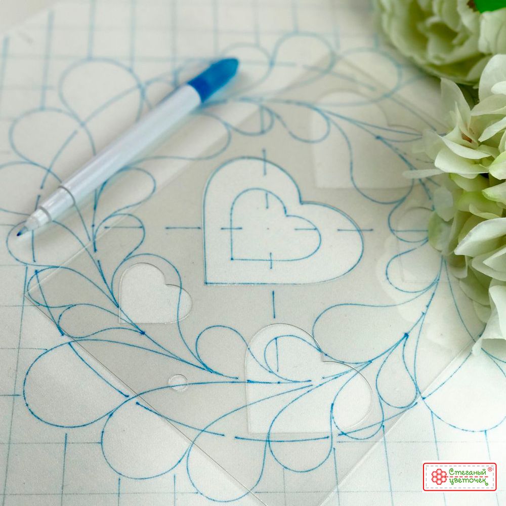 Шаблон для стежки  и аппликации "Сердечки-4" (арт. T44)