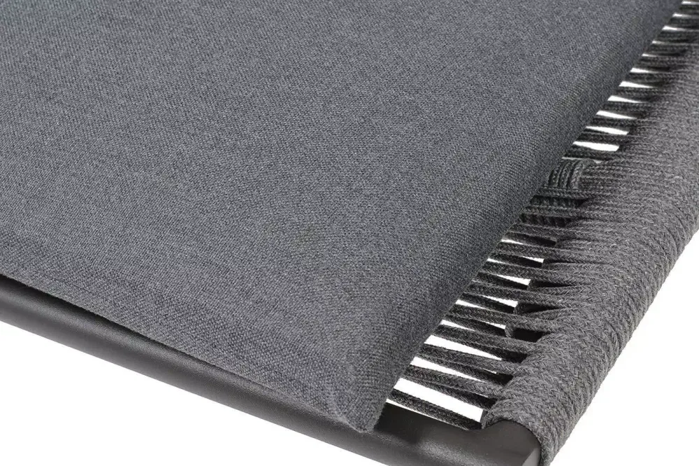 "Авиньон" кресло плетеное из роупа, каркас алюминий серый (RAL7022) муар, роуп серый круглый, ткань темно-серая 027