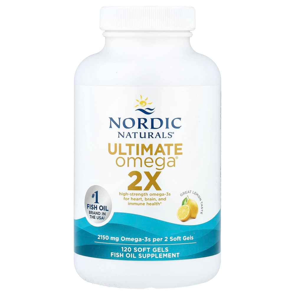 Nordic Naturals, Ultimate Omega® 2X, омега-3, лимон, 120 капсул (1075 мг в капсуле)