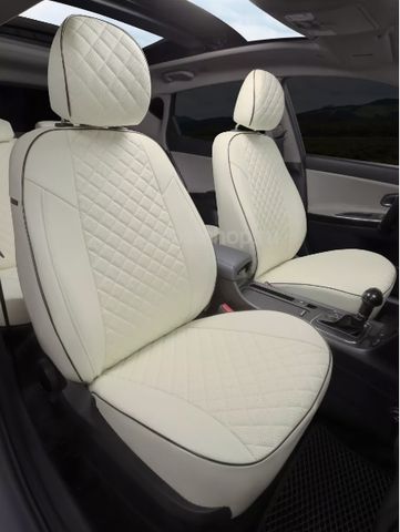 Авточехлы Skoda Roomster с 06-15г. (бока и тыл цвет шоколад, центр серый ромб) (Эксклюзивный комплект)