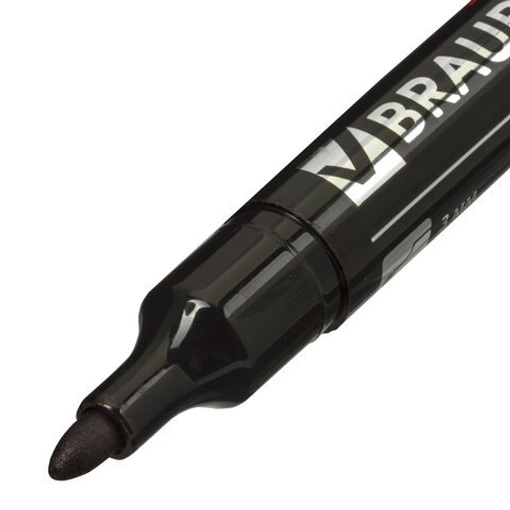 Маркер перманентный (нестираемый) BRAUBERG "Contract", ЧЕРНЫЙ, круглый наконечник, 3 мм, без клипа, 150465