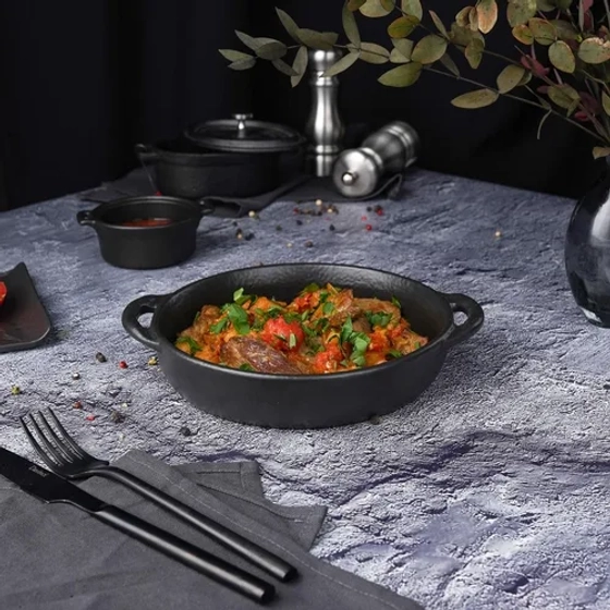 Блюдо круглое 18 см h4 см 570 мл с ручками Smooth Black Raw Stellar P.L. Proff Cuisine [4]